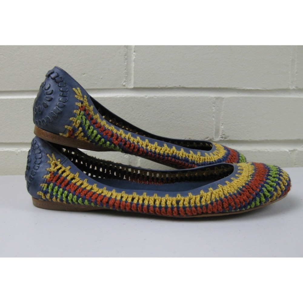 Jack Rogers Java Crochet Ballet Flats Womens (7.5) Woven Boho Retro Resort Wear